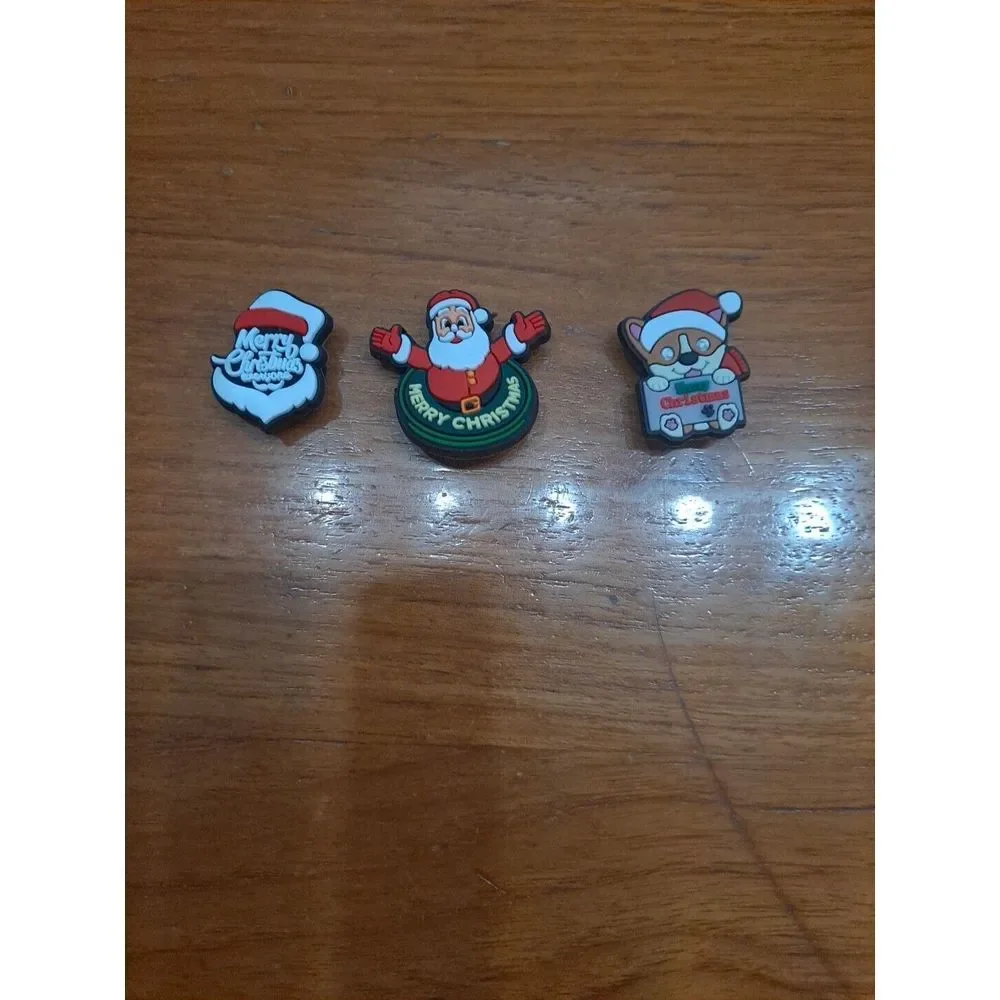Lot Of 3 Christmas Holiday Themed‎ Croc Charm Jibz Santa Merry Christmas
